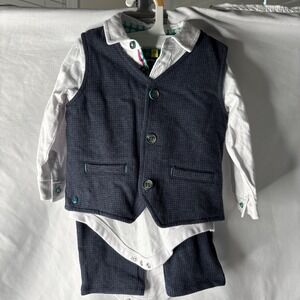 Baker By Ted Baker Infant 9-12 Month 3 Pc Formal Outfit‎ Check Suit Navy Blue